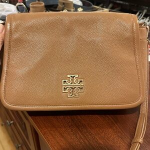 Tory Burch Camel Pebbled Leather Crossbody Bag
